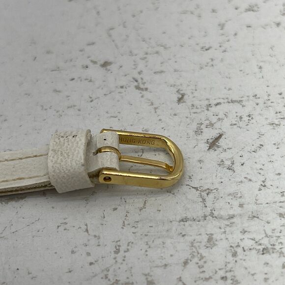 Vintage DE LUXE Islands Express Ladies Wristwatch W/ White Band Works - Picture 8 of 8